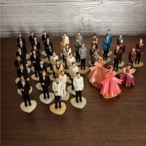Vintage Wedding Cake Toppers Set